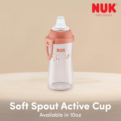 NUK Active Spill Proof Sippy Cup, 10 oz, 2 Pack, 8+ Months, Pink – BPA Free, Spill Proof Sippy Cup