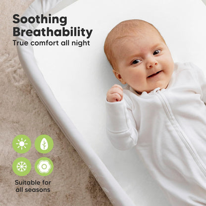 2-Pack Organic Bassinet Sheets for Girls, Boys - 100% Cotton Bassinet Mattress Sheets Compatible with Halo Bassinest Swivel Sleeper, Graco, Baby Delight, Chicco, Unisex Fitted Bassinet Sheets (Elly)
