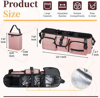 GDNasist Double Stroller Organizer Compatible with Bob Duallie and Baby Jogger City Mini GT2, Double Baby Stroller Accessories with Cooler Bag, Parent Console Double Jogging Stroller Caddy, Black