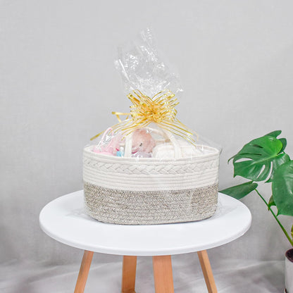 ABenkle Baby Diaper Caddy, Nursery Storage Bin and Car Organizer for Diapers and Baby Wipes, Cotton Rope Diaper Basket Caddy, Changing Table Diaper Storage Caddy