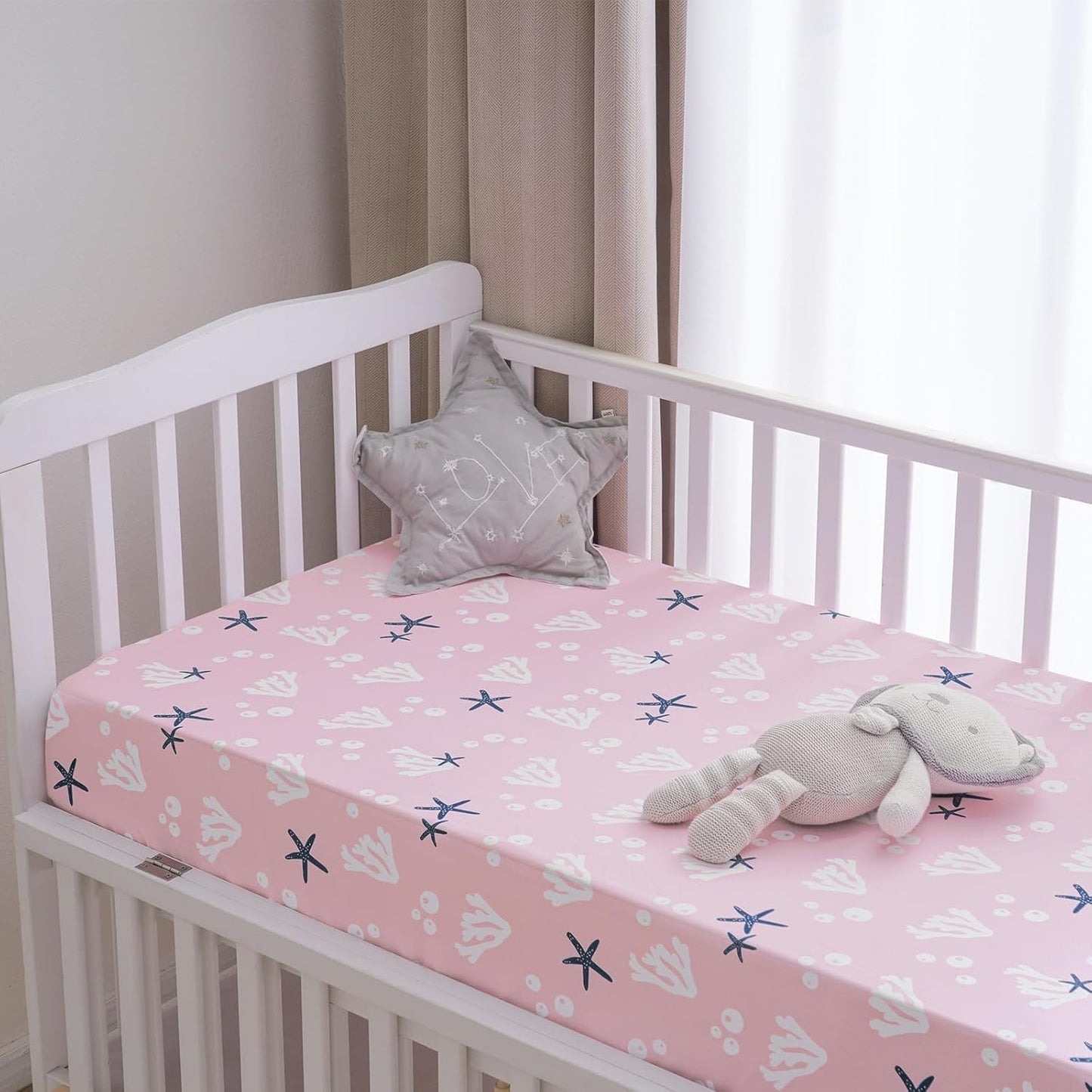 PHF 3 Pack Soft Mini Crib Sheets, Floral & Animal Pack N Play Sheets for Baby Boys Girls, No Slip Universal Fit for Pack N Play, Playard, Portable and Mini Crib Mattresses,Floral & Animal