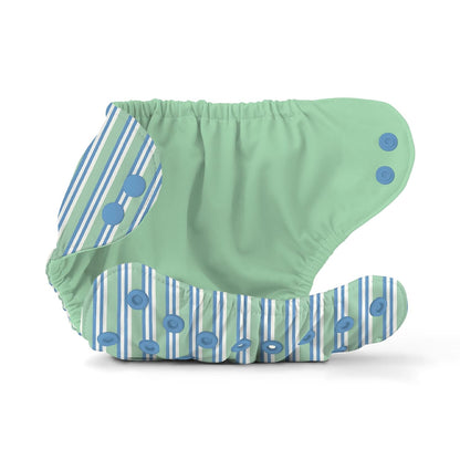 Esembly Cloth Diaper Cover - Reusable Swim Diaper, Waterproof, Breathable - Adjustable Outer Layer Over Absorbent Inner for Blowout Protection - Sea Glass, Size 2 (18-35lbs)
