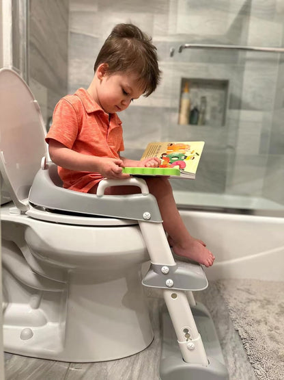 PandaEar Toilet Potty Training Seat with Step Stool Ladder, Comfortable Safe Potty Seat with Anti-Slip Pads Ladder for Kids Boys Girls Toddlers (Grey)