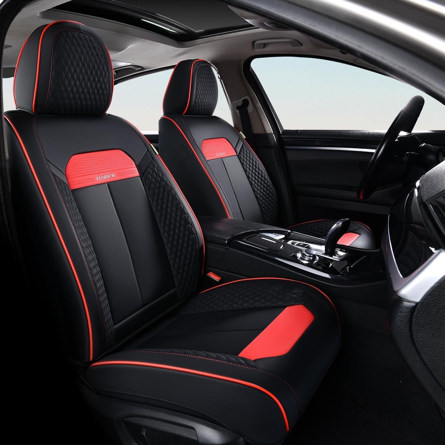 FLORICH Car Seat Covers Full Set, Automotive Seat Covers, Black Car Seat Cover, Waterproof Seat Protectors Universal fit for Car Truck Van SUV - Black