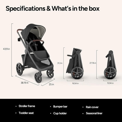 Mompush Ultimate2 Baby Stroller, Premium Convertible Full-Size Stroller for Toddler, Reversible Seat with One Hand Recline Adjustment, Car Seat Adapter Included