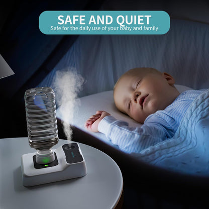 Travel Humidifier, Portable Small Humidifier for Plants, Bedroom, Office, Hotel or Car, 5000mAh Battery Operated Mini Cool Mist Humidifiers, Quiet 23dB, Auto-off, Night Light & BPA-Free, Green