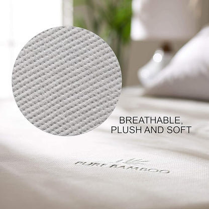 Full Mattress Protector by PURE BAMBOO, Waterproof - Viscose Derived from Bamboo, Breathable, Noiseless Mattress Cover Protects Against Moisture, Spills, Stains (Full)