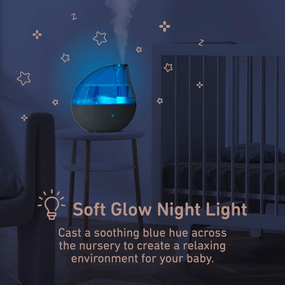 Pure Enrichment MistAire Silver Ultrasonic Cool Mist Humidifier for Bedroom, Office, Nursery & Indoor Plants - Lasts Up to 25 Hours, Whisper-Quiet Operation, Optional Night Light, & Auto Shut-Off