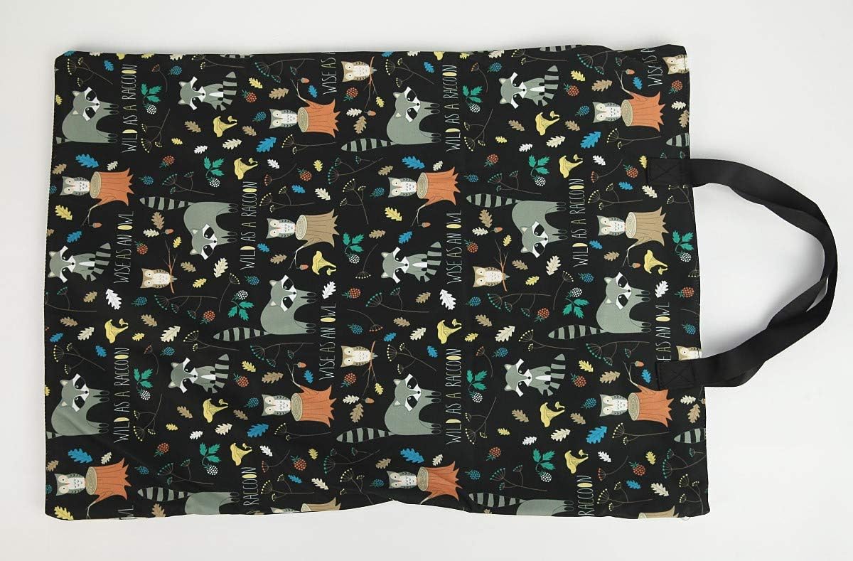 Large Hanging Wet/Dry Cloth Diaper Pail Bag for Reusable Diapers or Laundry (Raccoon)