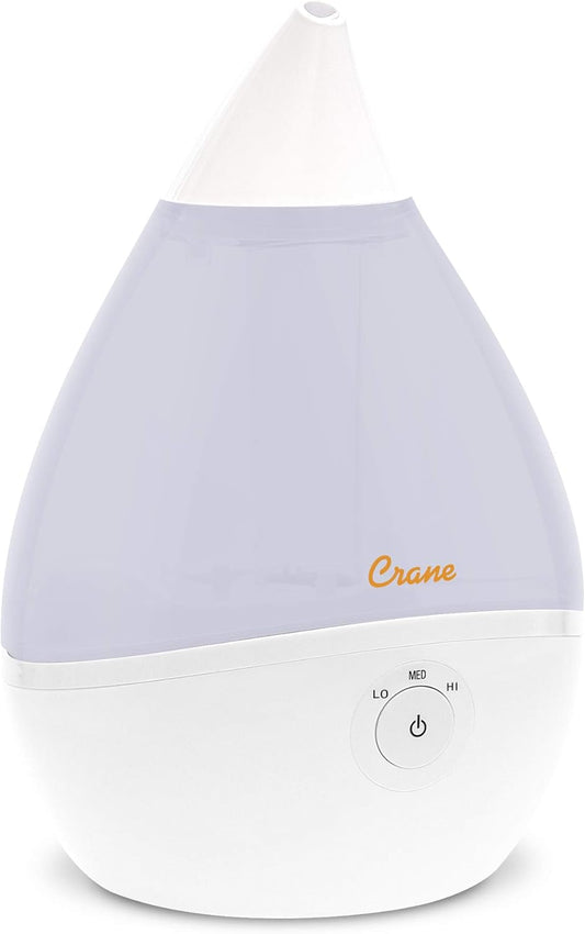 Droplet Ultrasonic Small Air Humidifiers for Bedroom and Office, 0.5 Gallon Cool Mist Humidifier for Plants and Home, Humidifier Filters Optional, White