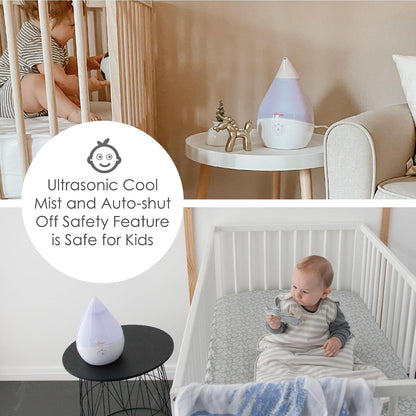 Droplet Ultrasonic Small Air Humidifiers for Bedroom and Office, 0.5 Gallon Cool Mist Humidifier for Plants and Home, Humidifier Filters Optional, White
