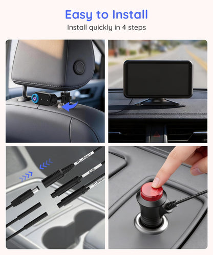 LUCKVIEW BM2 PRO Dual Baby Car Camera, 5.2" 1080P HD Display for Rear-Facing Car Seats, IR Night Vision, Anti-Shake Mount, Easy Install – Ideal for Parents with 2 Kids and Pets (Blue)