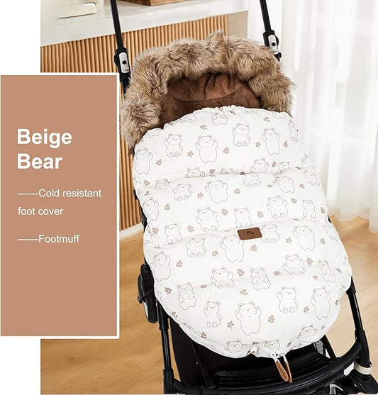 HOUSBAY Baby Stroller Bunting Bags Stroller Footmuff Universal Sleeping Bag Winter Outdoor Hooded Bunting Bag Windproof and Water-Resistant Suitable Below 5 ℃