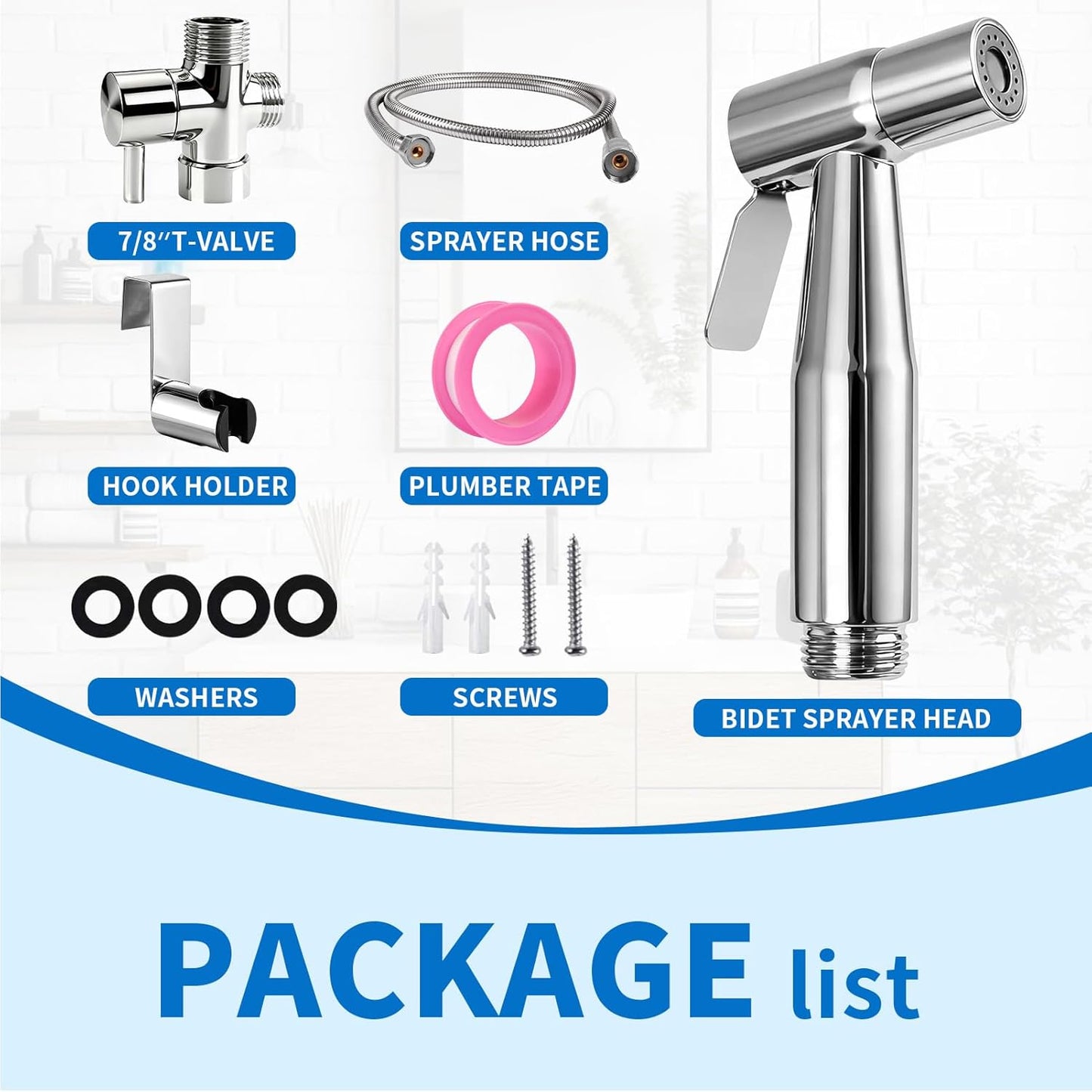 Neween Handheld Toilet Bidet Sprayer for Toilet-Adjustable Water Pressure Control with Bidet Hose for Feminine Wash, Stainless Steel Bidet Faucet Sprayer Kit Cloth Diaper for Baby Wash (Black)