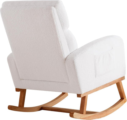 HCHAIRH Rocking Chair Nursery, Nursing Rocking Chairs with Foot Rest for Mom Nursery, Glider Rocker Chair with Footrest and High Backrest for Living Room, Bedroom, Beige