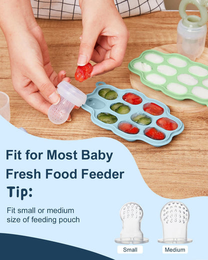 KingKam Baby Food Freezer Trays with Lids (2 Pack), Silicone Nibble Freezer Tray, Breastmilk Popsicle Molds, Baby Food Storage Containers Ice Cube Tray Maker