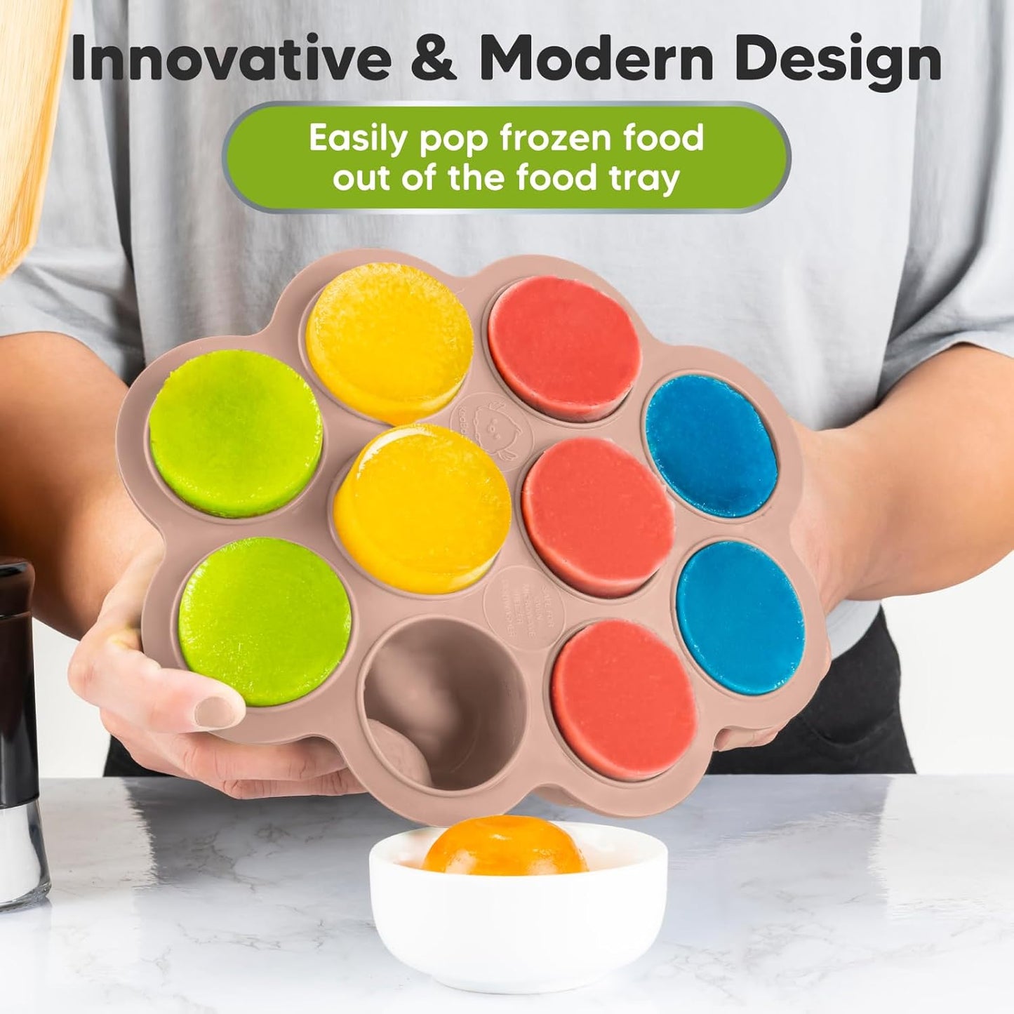 KeaBabies Silicone Food Freezer Trays with Lid, 2oz x 10 Pods Baby Food Storage Containers, Easy Puree Meal Prep, Breast Milk Silicone Freezer Molds, Dishwasher, Microwave Safe, BPA-Free (Chai Latte)