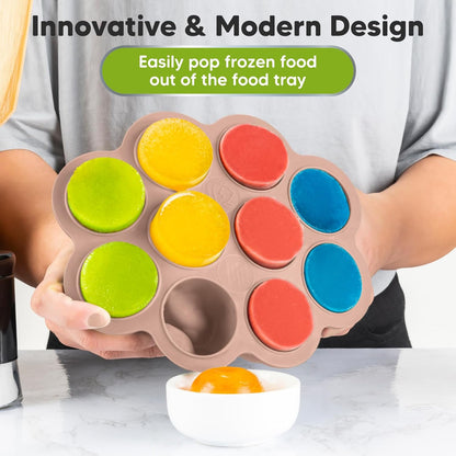 KeaBabies Silicone Food Freezer Trays with Lid, 2oz x 10 Pods Baby Food Storage Containers, Easy Puree Meal Prep, Breast Milk Silicone Freezer Molds, Dishwasher, Microwave Safe, BPA-Free (Chai Latte)
