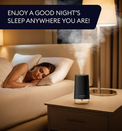 GENIANI Portable Cool Mist Humidifiers for Bedroom & Office - Ultrasonic Humidifier for Home, Baby, Small Room with Auto Shut Off, 250ML Easy to Clean Water Tank