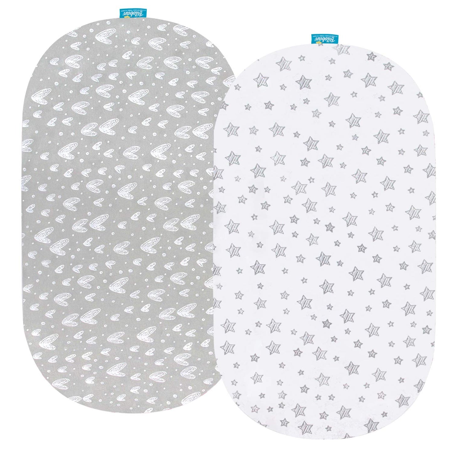 Bassinet Sheets Fit for Simmons Kids By The Bed City Sleeper Bassinet(Twins), Moses Basket and Hospital Bassinet, 100% Cotton, 2 Pack, Gray and White Print - Colors B