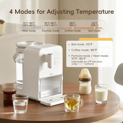 Instant Warm Water Dispenser, Water Warmer for Baby Formula, Adjustable Temperature & Volume, Hot Water Dispenser for Baby Bottle with Night Light, Detachable 3L Glass Water Tank, 7x24H Keep Warm
