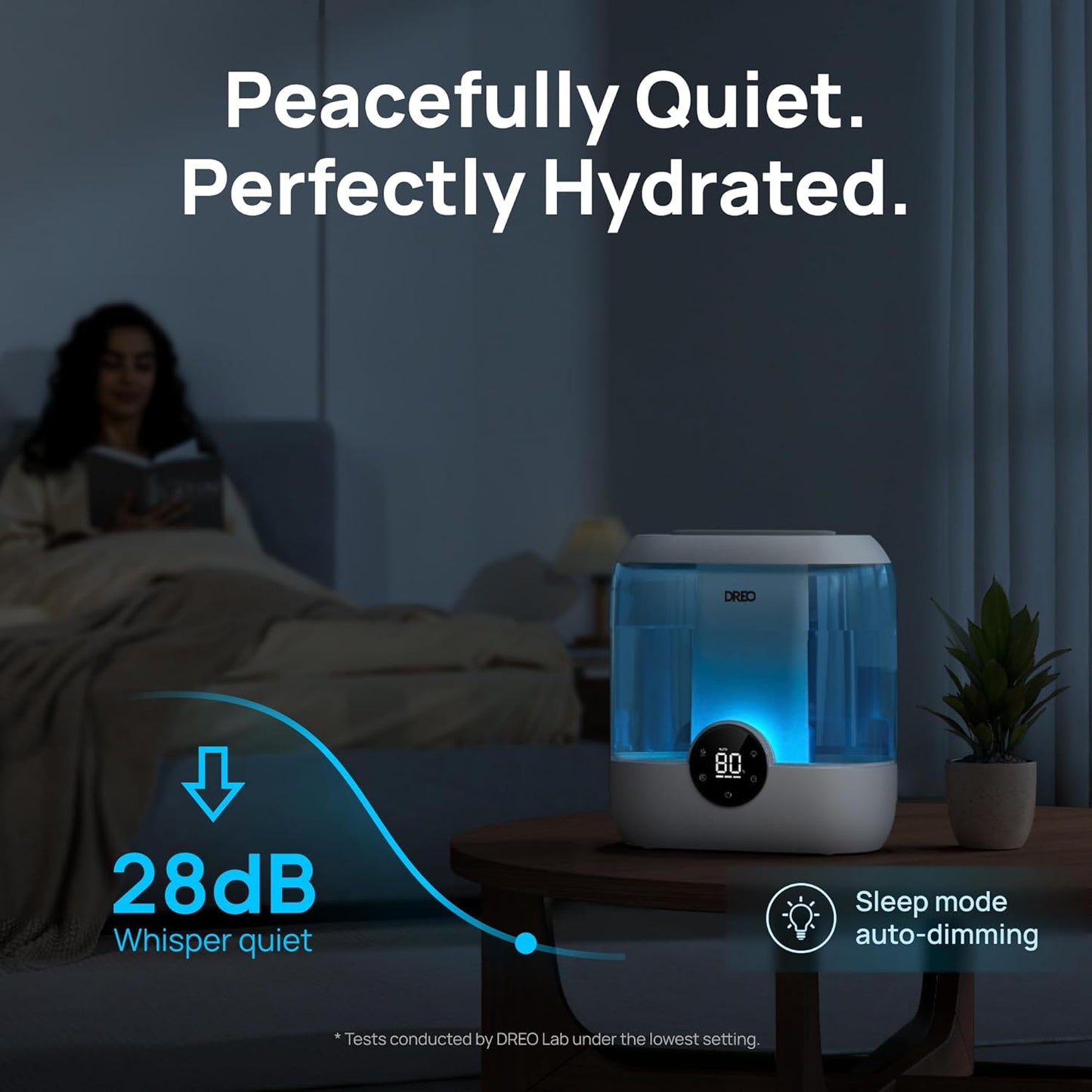 DREO Humidifiers for Bedroom, 6L Easy to Fill & Clean, 60H Runtime for Large room, 28 dB Quiet Cool Mist Air Humidifier for Plant, Baby Nursery, Home, Indoor, Night Light, Precise Humidity Control
