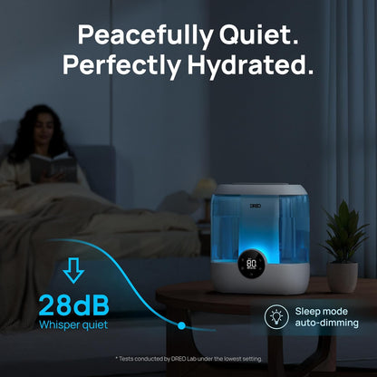 DREO Humidifiers for Bedroom, 6L Easy to Fill & Clean, 60H Runtime for Large room, 28 dB Quiet Cool Mist Air Humidifier for Plant, Baby Nursery, Home, Indoor, Night Light, Precise Humidity Control
