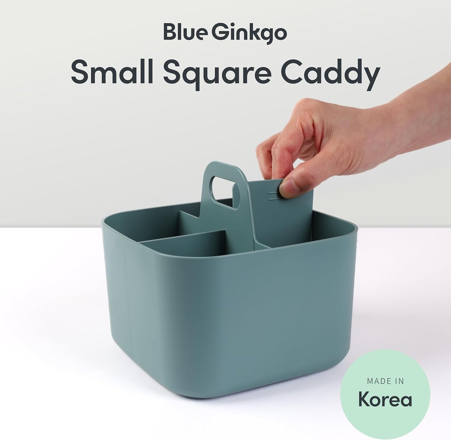 BLUE GINKGO Stackable Organizer Caddy – Korean-Made Portable Tote for Bathroom, Office, Crafts, or School Supplies (Rectangle, Green)