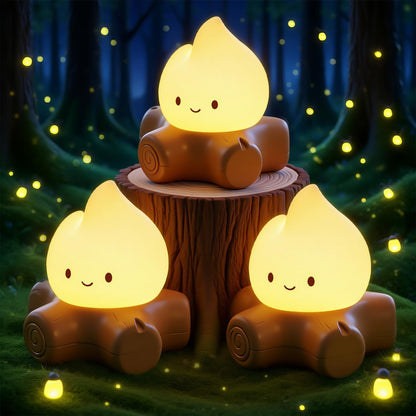 3pcs Cozy Campfire Nightlight Kits, Soothing Nature Sounds, White Noise Night Light for Baby Adult, Rechargeable, Cute Flame Lamp, Best Gift for Kids Bedrooms Camping Trips