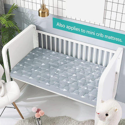 Pack and Play Sheets Mattress Pad Protector Fitted Waterproof Playard Mattress Cover, Compatible with Graco Pack n Play & Dream On Me & Pamo Babe, Playpen/Playard Sheet Quilted, Gray, 39" x 27"
