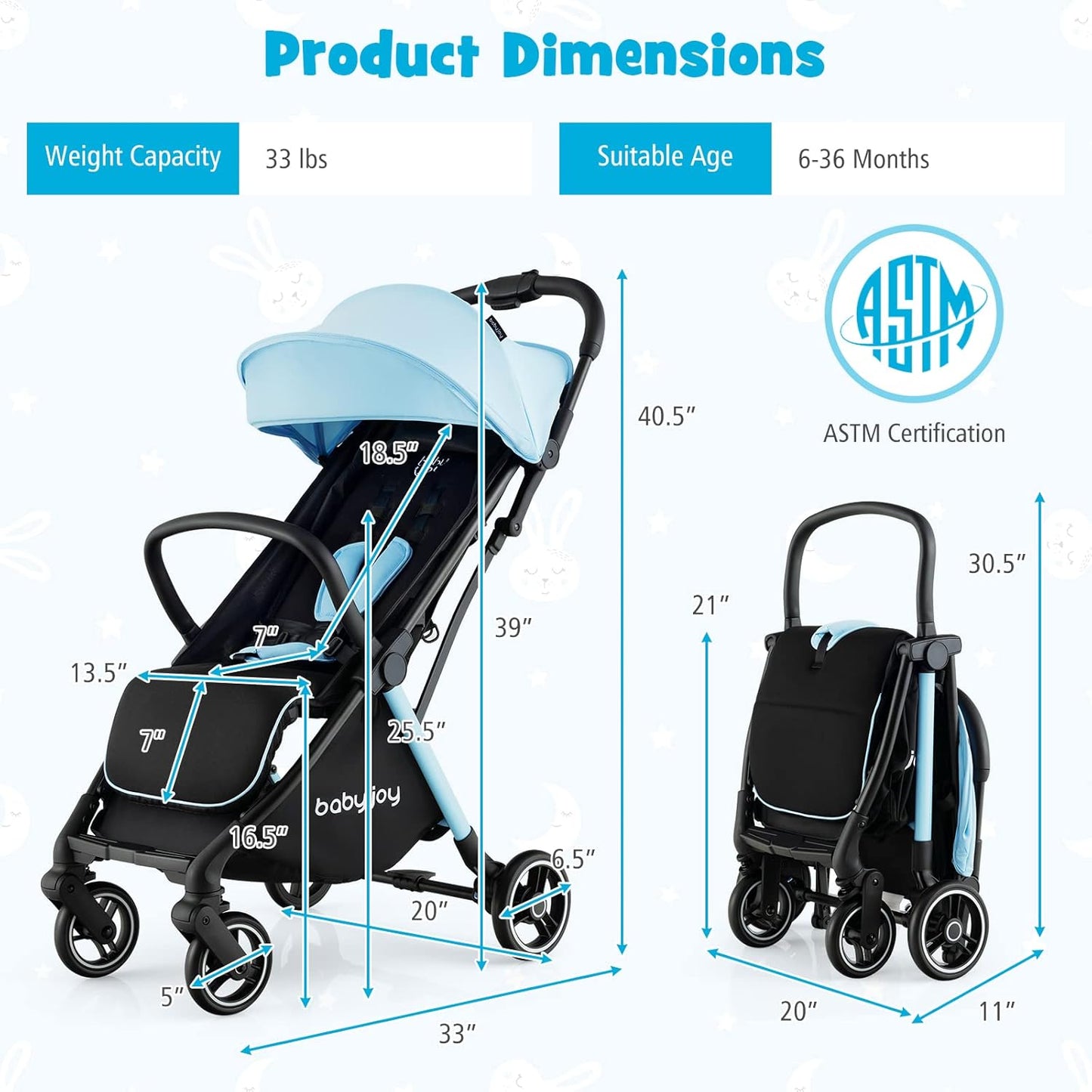 BABY JOY Lightweight Baby Stroller, Compact Travel Stroller for Airplane, Infant Toddler Stroller w/Adjustable Backrest & Canopy, Storage Basket, Self Standing Gravity Fold, Aluminium Frame (Pink)