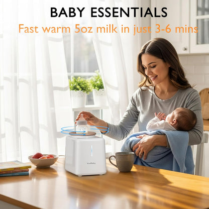 Waterless Baby Bottle Shaker and Warmer, Fast Heating & Automatic Mixing for Formula, Adjustable Temperature, Quiet, Easy to Clean, Fits All Bottles