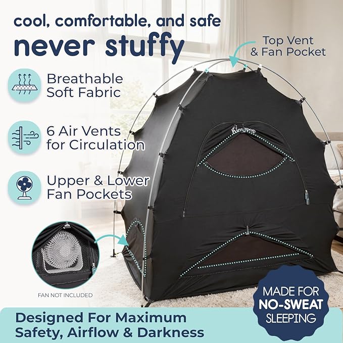 Hiccapop Daydreamer Blackout Tent for Pack and Play, Patented Portable Crib Tent, Blackout Canopy Crib Cover, Sleep Pod for Kids
