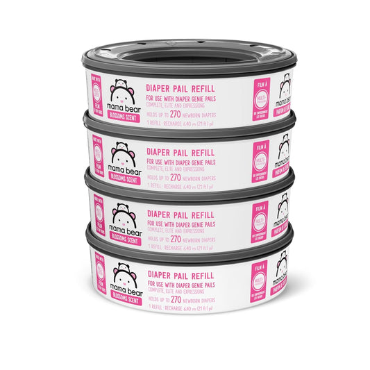 Amazon Brand - Mama Bear Blossoms Scented Diaper Pail Refills for Diaper Genie Pails with Odor Elimination, 2160 Count (8 Packs of 270 Count)