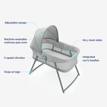 Graco® DreamMore Bedside, Newborn, Travel, Portable Bassinet for Newborn Babies to 6 Months, Willow