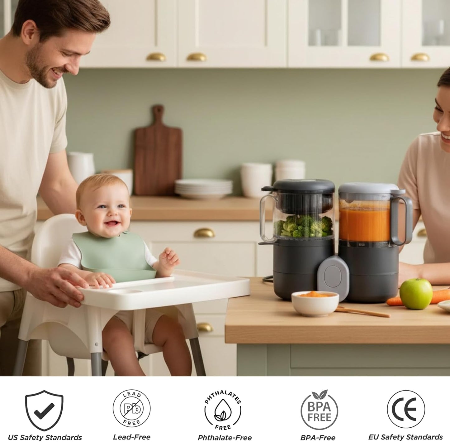 Baby Food Maker Steamer and Blender, 4 in 1 Multifunction Baby Food Processor and Steamer with Blender, Defrosting & Reheating, Use as Puree Maker and Grinder Machine for Feeding Set Essentials, 68 oz