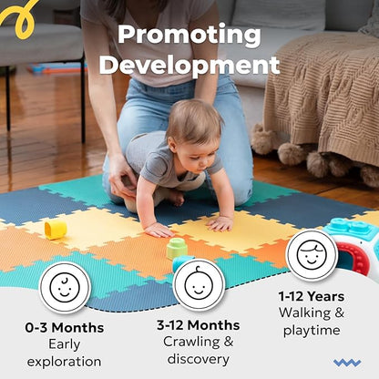 MioTetto Baby Play Mat, Soft Foam Floor Tiles for Kids. Adjustable Interlocking Foam Tiles, Fits with 50x50 Playpen Baby mat for Crawling & Development, Safe & Non-Toxic Playmat for Babies 6-12 Months