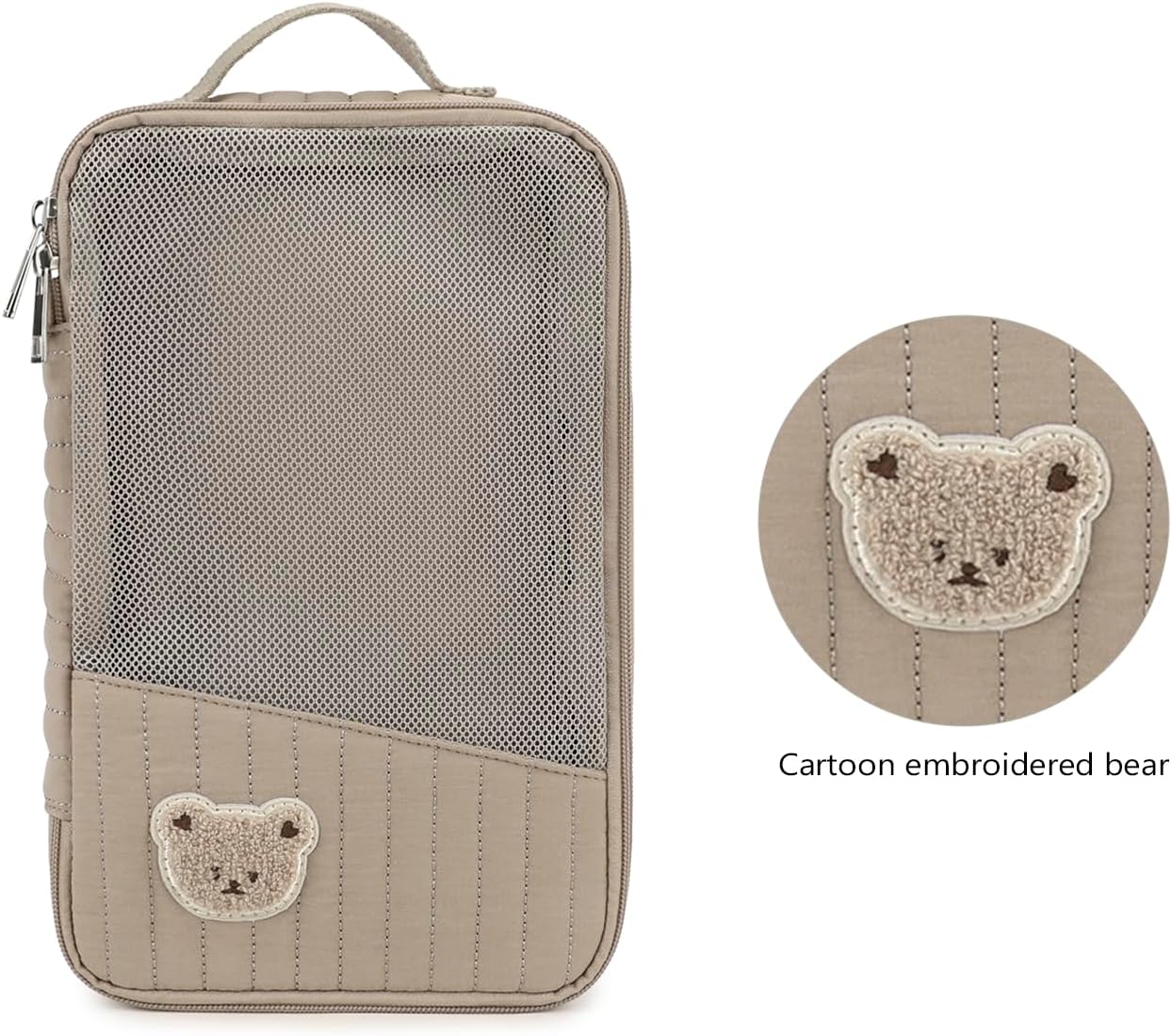 MOMIGO Baby Diaper Bag Organizer Pouches - 2 Pack Waterproof Pod Hanging Diaper Bag Cute Rabbit Bear Mesh Bag Reusable, Washable or Baby Cloth Diapers (Green)