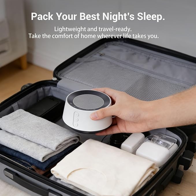 BGOVERSS White Noise Machine with Night Light – 20 Soothing Sounds, 10 Color Lights, 5 Timer Settings & Memory Function, Portable Sleep Sound Machine for Baby Nursery, Kids & Adults, Grey