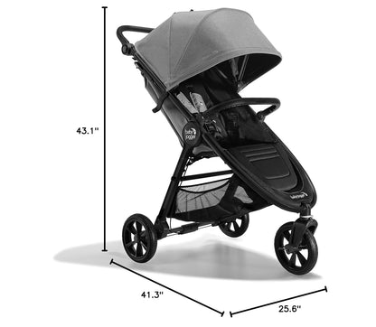 Baby Jogger City Mini GT3 All Terrain Baby Stroller with Forever Air Rubber Tires, All Wheel Suspension, Lightweight Stroller with Magnetic Buckle, No-Rethread Harness, and Foot Brake, Frosted Ivory