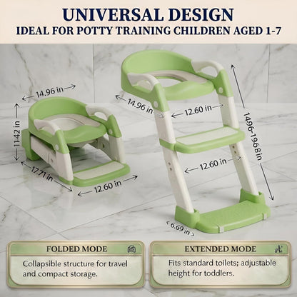 Potty Training Seat - 2026 Upgraded 3-in-1 Foldable Potty Chair with Adjustable Step Stool, Removable Cushion & Splash Guard, Portable Potty Training Toilet for Toddler Boys and Girls (Cyan)