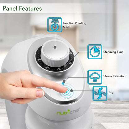 NutriChef Baby Food Maker | 2-in-1 Steam Cooker & Puree Blender | Adjustable Steam Timer | Blend Organic Food for Babies, Infants & Toddlers | Includes Dishwasher Safe Steam Basket & Bowl