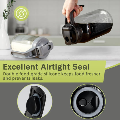 32oz Glass Pitcher with Lid & V-shaped Pour Spout - 1 Quart Breastmilk Pitcher Double Leak Proof, Creamer Container for Sun Tea, Juice, Cold Brew Coffee, Breastmilk Storage Container