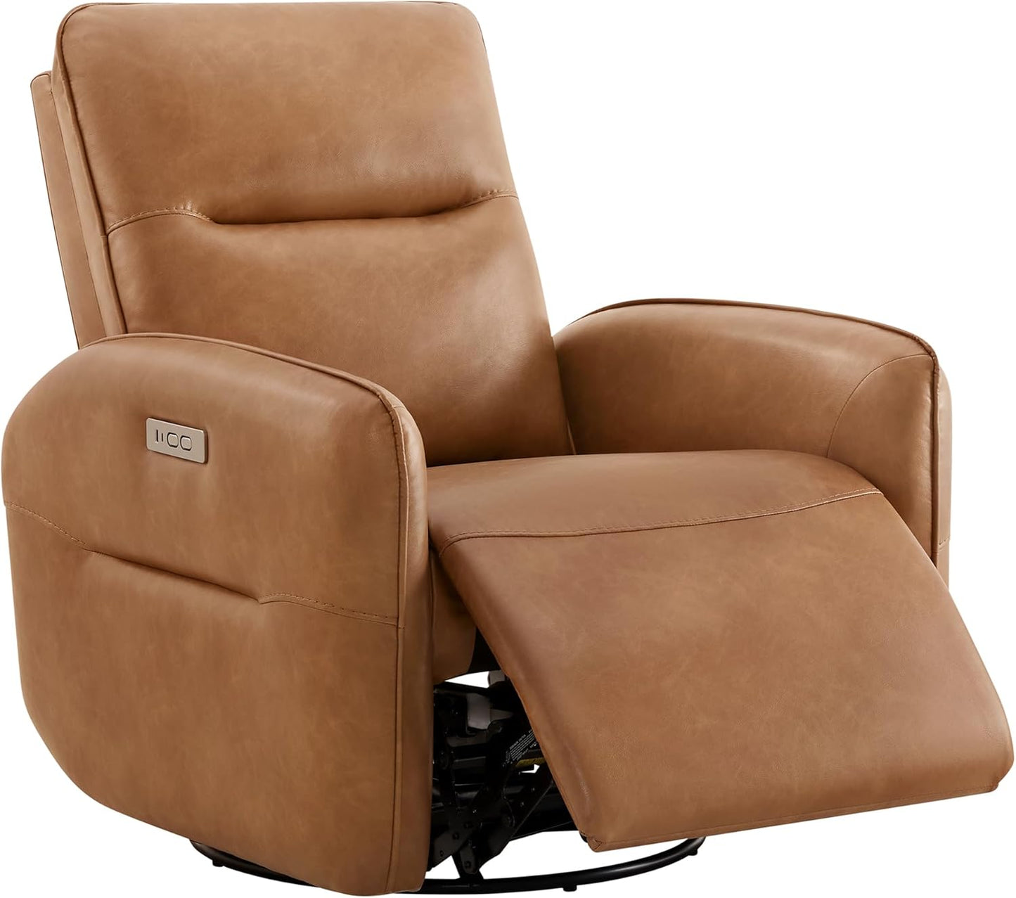 CHITA Power Recliner Chair, Faux Leather Swivel Glider for Adults, Electric Nursery Rocking Chair with USB & Type-C Charging for Living Room, Bedroom, Chocolate Brown
