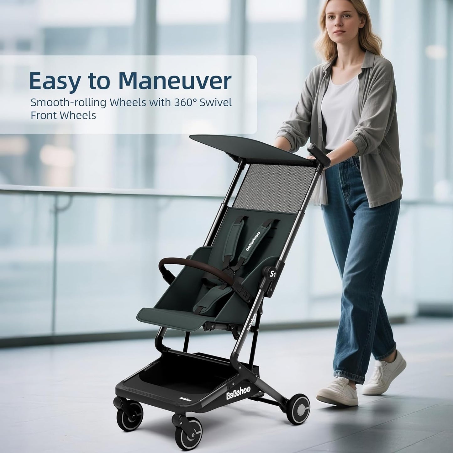 Lightweight Travel Baby Stroller, Foldable Portable Airplane Compact Umbrella Strollers for Toddler 1-3 Years (S1-Black)