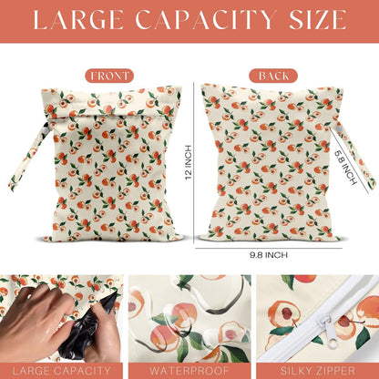 4 Pack Cute Fruit Wet Bag Waterproof Washable Reusable Wet Dry Bag for Swimsuit Dirty Clothes Cloth Diaper Travel Beach Pool Yoga Gym Toiletries Travel Beach Essentials Watermelon Avocado Banana
