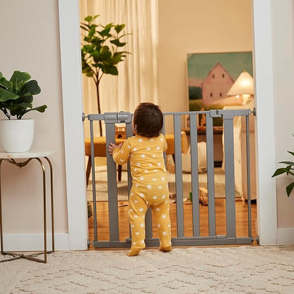 Safety 1st Walk Through Baby Gate with Door, Adjustable Pressure Mount Lift, Dog Gates, Fits 29"-38" Wide, 1-Pack, Silver