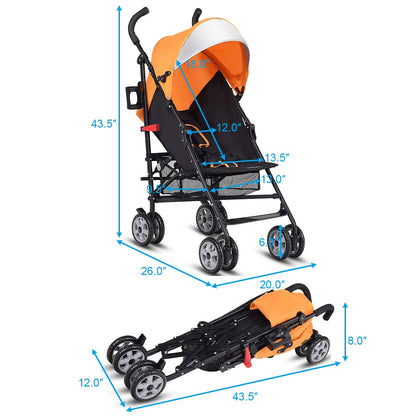 BABY JOY Lightweight Stroller, Compact Travel Stroller, Infant Stroller w/Adjustable Backrest & Canopy, Cup Holder, Storage Basket, 5-Point Harness, Easy Fold, Umbrella Stroller for Toddler, Black