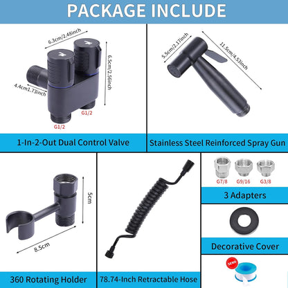 Handheld Toilet Bidet Sprayer for Toilet, Muslim Shower Bidet Toilet Hose Sprayer Kit, Jet Spray Bidet Attachment Connected to Faucet for Cloth Diaper Care and Feminine Wash (Silver)