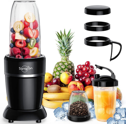 Sangcon 1000w Smoothie Blender for Kitchen, Blender for Smoothies, with 24oz/19oz/10oz Bpa-Free Cups – Upgraded Portable Personal Blenders for Shakes, Frozen fruit, Baby Food, Spice Grinding & More